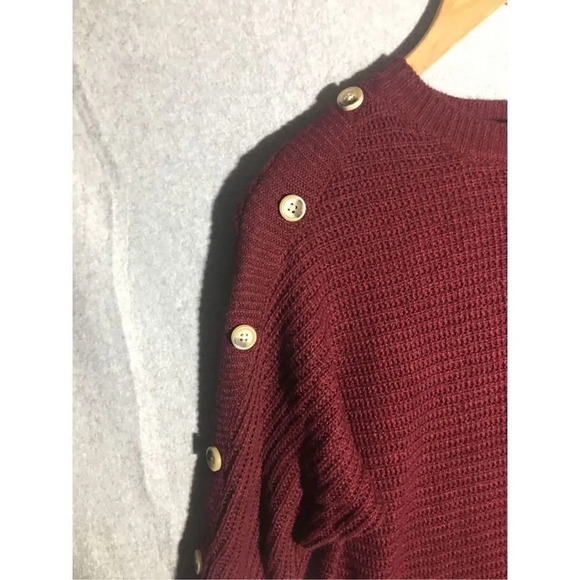 Womens Maternity Love Sweater Button Crochet Red Soft Casual Winter Feminine - Picture 2 of 5